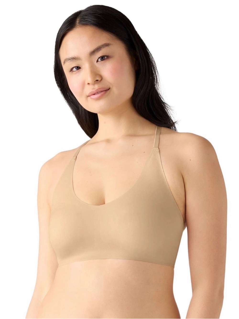 True & Co Soft Lace Razorback Seamless Nude Wireless Bralette size M-NWT